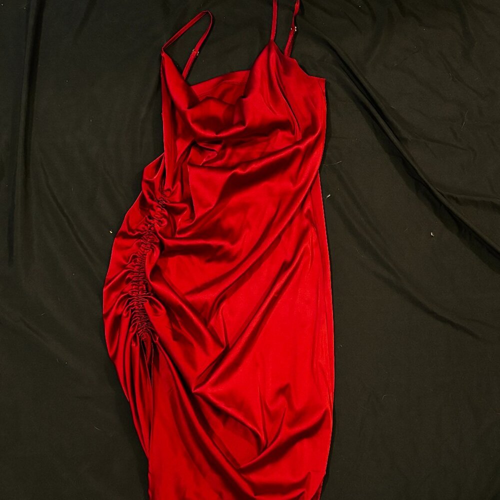 Amazon Satin Ruched Dress (size L)